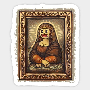 Colorful Mona Lisa in Cartoon Style Sticker